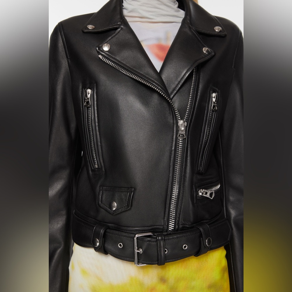 Acne Studios NEW - FR 34 Black Leather Biker Jacket